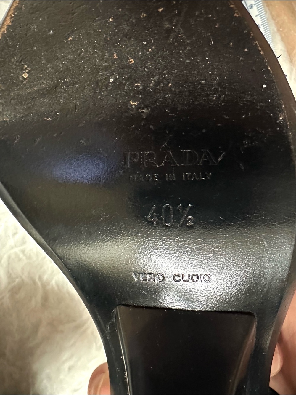 Prada Black Textured Front Strap Ankle-Strap Heels - Picture 4 of 10